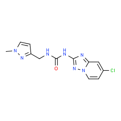 ChemSpider 2D Image | 1-(7-Chloro[1,2,4]triazolo[1,5-a]pyridin-2-yl)-3-[(1-methyl-1H-pyrazol-3-yl)methyl]urea | C12H12ClN7O