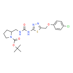 ChemSpider 2D Image | 2-Methyl-2-propanyl 2-{[({5-[(4-chlorophenoxy)methyl]-1,3,4-thiadiazol-2-yl}carbamoyl)amino]methyl}-1-pyrrolidinecarboxylate | C20H26ClN5O4S