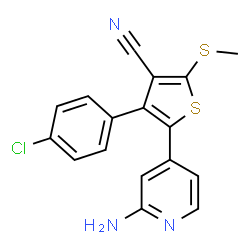 ChemSpider 2D Image | 5-(2-Amino-4-pyridinyl)-4-(4-chlorophenyl)-2-(methylsulfanyl)-3-thiophenecarbonitrile | C17H12ClN3S2