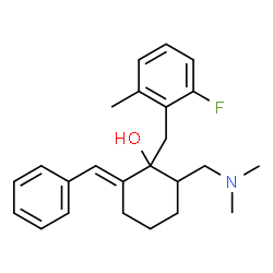 ChemSpider 2D Image | (2E)-2-Benzylidene-6-[(dimethylamino)methyl]-1-(2-fluoro-6-methylbenzyl)cyclohexanol | C24H30FNO