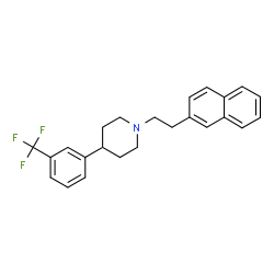 ChemSpider 2D Image | 1-[2-(2-Naphthyl)ethyl]-4-[3-(trifluoromethyl)phenyl]piperidine | C24H24F3N