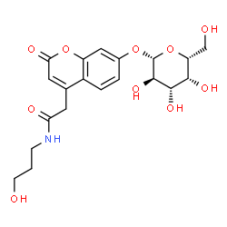 ChemSpider 2D Image | 2-[7-(beta-D-Galactopyranosyloxy)-2-oxo-2H-chromen-4-yl]-N-(3-hydroxypropyl)acetamide | C20H25NO10