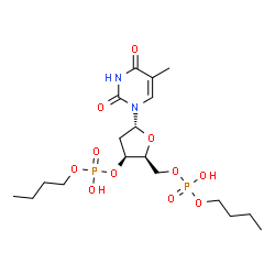ChemSpider 2D Image | 1-{3,5-Bis-O-[butoxy(hydroxy)phosphoryl]-2-deoxy-alpha-L-threo-pentofuranosyl}-5-methyl-2,4(1H,3H)-pyrimidinedione | C18H32N2O11P2