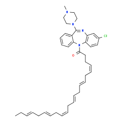 ChemSpider 2D Image | (4Z,7E,10E,13Z,16E,19E)-1-[8-Chloro-11-(4-methyl-1-piperazinyl)-5H-dibenzo[b,e][1,4]diazepin-5-yl]-4,7,10,13,16,19-docosahexaen-1-one | C40H49ClN4O