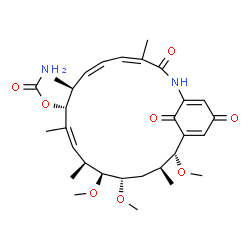 ChemSpider 2D Image | (4Z,6Z,8S,9R,10Z,12S,13S,14S,16S,17R)-13,14,17-Trimethoxy-4,8,10,12,16-pentamethyl-3,20,22-trioxo-2-azabicyclo[16.3.1]docosa-1(21),4,6,10,18-pentaen-9-yl carbamate | C30H42N2O8