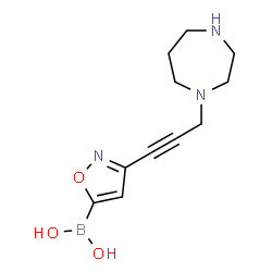 ChemSpider 2D Image | {3-[3-(1,4-Diazepan-1-yl)-1-propyn-1-yl]-1,2-oxazol-5-yl}boronic acid | C11H16BN3O3