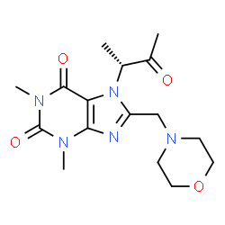 ChemSpider 2D Image | 1,3-Dimethyl-8-(4-morpholinylmethyl)-7-[(2R)-3-oxo-2-butanyl]-3,7-dihydro-1H-purine-2,6-dione | C16H23N5O4