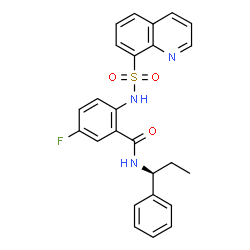 ChemSpider 2D Image | (S)-5-fluoro-2-(chinolin-8-sulfonylamino)-N-(1-phenylpropyl)benzamide | C25H22FN3O3S