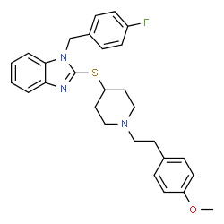ChemSpider 2D Image | 1-(4-Fluorobenzyl)-2-({1-[2-(4-methoxyphenyl)ethyl]-4-piperidinyl}sulfanyl)-1H-benzimidazole | C28H30FN3OS