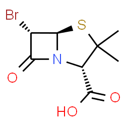 ChemSpider 2D Image | (2S,5R,6S)-6-Bromo-3,3-dimethyl-7-oxo-4-thia-1-azabicyclo[3.2.0]heptane-2-carboxylic acid | C8H10BrNO3S