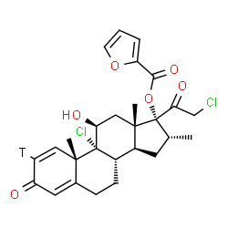 ChemSpider 2D Image | (11beta,16alpha)-9,21-Dichloro-11-hydroxy-16-methyl-3,20-dioxo(2-~3~H)pregna-1,4-dien-17-yl 2-furoate | C27H29TCl2O6