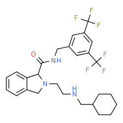 ChemSpider 2D Image | N-[3,5-Bis(trifluoromethyl)benzyl]-2-{2-[(cyclohexylmethyl)amino]ethyl}-1-isoindolinecarboxamide | C27H31F6N3O