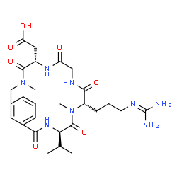 ChemSpider 2D Image | [(5S,11S,14R)-11-{3-[(Diaminomethylene)amino]propyl}-14-isopropyl-3,12-dimethyl-4,7,10,13,16-pentaoxo-3,6,9,12,15-pentaazabicyclo[15.3.1]henicosa-1(21),17,19-trien-5-yl]acetic acid | C27H40N8O7