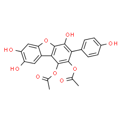 ChemSpider 2D Image | 1,2-Diacetoxy-4,7,8-trihydroxy-3-(4-hydroxyphenyl)dibenzofuran | C22H16O9