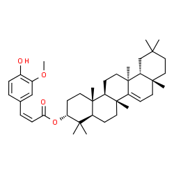 ChemSpider 2D Image | (3R,4aR,6aR,8aR,12aR,12bS,14aR,14bR)-4,4,6a,8a,11,11,12b,14b-Octamethyl-1,2,3,4,4a,5,6,6a,8,8a,9,10,11,12,12a,12b,13,14,14a,14b-icosahydro-3-picenyl (2Z)-3-(4-hydroxy-3-methoxyphenyl)acrylate | C40H58O4