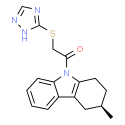 ChemSpider 2D Image | 1-[(3R)-3-Methyl-1,2,3,4-tetrahydro-9H-carbazol-9-yl]-2-(1H-1,2,4-triazol-5-ylsulfanyl)ethanone | C17H18N4OS