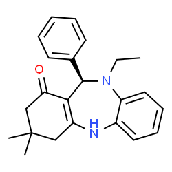 ChemSpider 2D Image | (11R)-10-Ethyl-3,3-dimethyl-11-phenyl-2,3,4,5,10,11-hexahydro-1H-dibenzo[b,e][1,4]diazepin-1-one | C23H26N2O