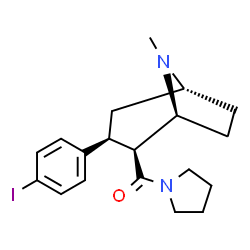 ChemSpider 2D Image | [(1S,2S,3S,5R)-3-(4-Iodophenyl)-8-methyl-8-azabicyclo[3.2.1]oct-2-yl](1-pyrrolidinyl)methanone | C19H25IN2O