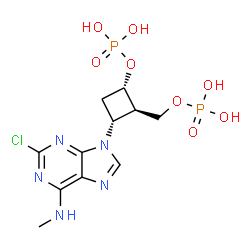 ChemSpider 2D Image | [(1R,2R,4S)-2-[2-Chloro-6-(methylamino)-9H-purin-9-yl]-4-(phosphonooxy)cyclobutyl]methyl dihydrogen phosphate | C11H16ClN5O8P2