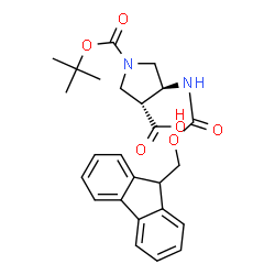 ChemSpider 2D Image | (3R,4S)-1-Boc-4-Fmoc-amino-3-pyrrolidinecarboxylic acid | C25H28N2O6