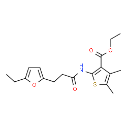 ChemSpider 2D Image | Ethyl 2-{[3-(5-ethyl-2-furyl)propanoyl]amino}-4,5-dimethylthiophene-3-carboxylate | C18H23NO4S
