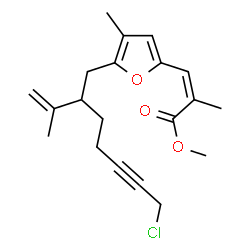 ChemSpider 2D Image | Methyl (2Z)-3-[5-(7-chloro-2-isopropenyl-5-heptyn-1-yl)-4-methyl-2-furyl]-2-methylacrylate | C20H25ClO3