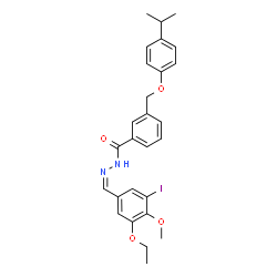 ChemSpider 2D Image | N'-[(Z)-(3-Ethoxy-5-iodo-4-methoxyphenyl)methylene]-3-[(4-isopropylphenoxy)methyl]benzohydrazide | C27H29IN2O4