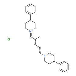 ChemSpider 2D Image | 1-[2-Methyl-5-(4-phenyl-1-piperidinyl)-2,4-pentadien-1-ylidene]-4-phenylpiperidinium chloride | C28H35ClN2