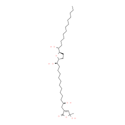 ChemSpider 2D Image | 3-[(2R,13R)-2,13-Dihydroxy-13-{(2R,5R)-5-[(1R)-1-hydroxytridecyl]tetrahydro-2-furanyl}tridecyl]-5-hydroxy-5-methyl-2(5H)-furanone | C35H64O7