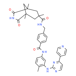 ChemSpider 2D Image | 1,5,7-Trimethyl-N-{4-[(4-methyl-3-{[4-(4-pyridinyl)-2-pyrimidinyl]amino}phenyl)carbamoyl]benzyl}-2,4-dioxo-3-azabicyclo[3.3.1]nonane-7-carboxamide | C36H37N7O4