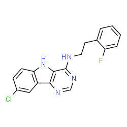 ChemSpider 2D Image | 8-chloro-N-[2-(2-fluorophenyl)ethyl]-5H-pyrimido[5,6-b]indol-4-amine | C18H14ClFN4