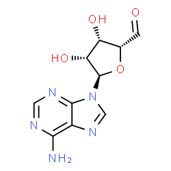 ChemSpider 2D Image | 9-[(5R)-L-arabino-Pentodialdo-5,2-furanosyl]-9H-purin-6-amine | C10H11N5O4