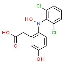 ChemSpider 2D Image | 2-(N-Hydroxy-2,6-dichloroanilino)-5-hydroxybenzeneacetic acid | C14H11Cl2NO4