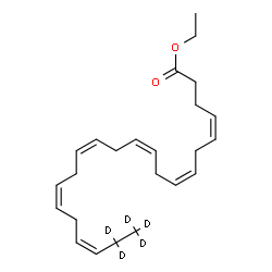 ChemSpider 2D Image | Ethyl (4Z,7Z,10Z,13Z,16Z,19Z)-(21,21,22,22,22-~2~H_5_)-4,7,10,13,16,19-docosahexaenoate | C24H31D5O2