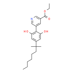 ChemSpider 2D Image | Ethyl 5-[2,6-dihydroxy-4-(2-methyl-2-octanyl)phenyl]nicotinate | C23H31NO4
