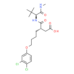 ChemSpider 2D Image | (3R)-7-(3,4-Dichlorophenoxy)-3-{[(2S)-3,3-dimethyl-1-(methylamino)-1-oxo-2-butanyl]carbamoyl}heptanoic acid | C21H30Cl2N2O5