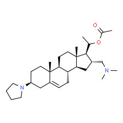 ChemSpider 2D Image | (3beta,16alpha,17alpha,20R)-16-[(Dimethylamino)methyl]-3-(1-pyrrolidinyl)pregn-5-en-20-yl acetate | C30H50N2O2