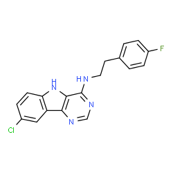 ChemSpider 2D Image | 8-Chloro-N-[2-(4-fluorophenyl)ethyl]-5H-pyrimido[5,4-b]indol-4-amine | C18H14ClFN4