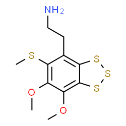 ChemSpider 2D Image | 2-[6,7-Dimethoxy-5-(methylsulfanyl)-1,2,3-benzotrithiol-4-yl]ethanamine | C11H15NO2S4