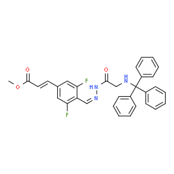 ChemSpider 2D Image | Methyl (2E)-3-{3,5-difluoro-4-[(Z)-{[(tritylamino)acetyl]hydrazono}methyl]phenyl}acrylate (non-preferred name) | C32H27F2N3O3