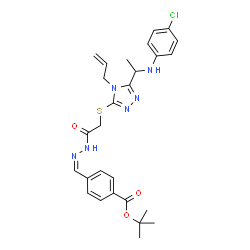 ChemSpider 2D Image | 2-Methyl-2-propanyl 4-[(Z)-({[(4-allyl-5-{1-[(4-chlorophenyl)amino]ethyl}-4H-1,2,4-triazol-3-yl)sulfanyl]acetyl}hydrazono)methyl]benzoate | C27H31ClN6O3S