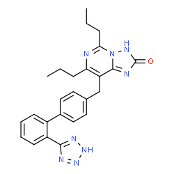 ChemSpider 2D Image | 5,7-dipropyl-8-{[2'-(2H-tetrazol-5-yl)biphenyl-4-yl]methyl}[1,2,4]triazolo[1,5-c]pyrimidin-2-ol | C25H26N8O