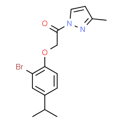 ChemSpider 2D Image | 2-(2-Bromo-4-isopropylphenoxy)-1-(3-methyl-1H-pyrazol-1-yl)ethanone | C15H17BrN2O2