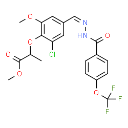 ChemSpider 2D Image | Methyl 2-{2-chloro-6-methoxy-4-[(Z)-{[4-(trifluoromethoxy)benzoyl]hydrazono}methyl]phenoxy}propanoate | C20H18ClF3N2O6