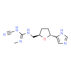 ChemSpider 2D Image | 1-cyano-3-{[(2R,5R)-5-(1H-imidazol-4-yl)tetrahydrofuran-2-yl]methyl}-2-methylguanidine | C11H16N6O