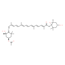 ChemSpider 2D Image | (3R,3'R,5S,5'S,6R)-3,5'-Dihydroxy-8-oxo-6',7'-didehydro-5,5',6,6',7,8-hexahydro-5,6-epoxy-beta,beta-caroten-3'-yl acetate | C42H58O6