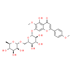 ChemSpider 2D Image | 5-Hydroxy-6-methoxy-2-(4-methoxyphenyl)-4-oxo-4H-chromen-7-yl 6-O-(6-deoxy-alpha-D-mannopyranosyl)-beta-L-glucopyranoside | C29H34O15