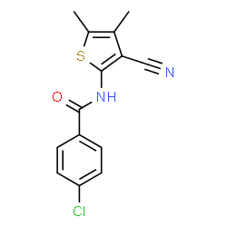ChemSpider 2D Image | 4-Chloro-N-(3-cyano-4,5-dimethyl-2-thienyl)benzamide | C14H11ClN2OS