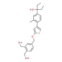 ChemSpider 2D Image | 3-[4-(5-{[3,4-Bis(hydroxymethyl)benzyl]oxy}-3-thienyl)-3-methylphenyl]-3-pentanol | C25H30O4S