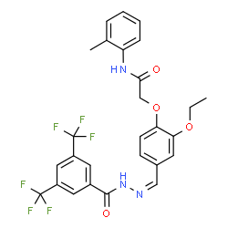ChemSpider 2D Image | 2-{4-[(Z)-{[3,5-Bis(trifluoromethyl)benzoyl]hydrazono}methyl]-2-ethoxyphenoxy}-N-(2-methylphenyl)acetamide | C27H23F6N3O4